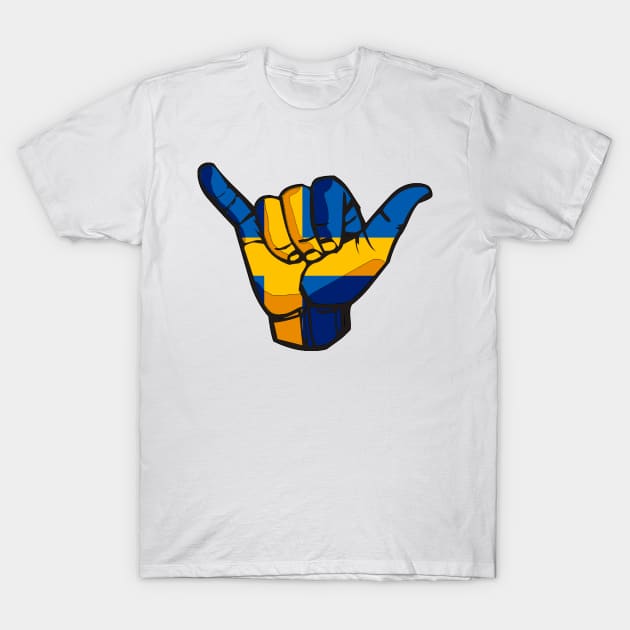 Shaka sign Sweden flag T-Shirt by LiquidLine